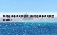 如何在线申请美国签证（如何在线申请美国签证流程）