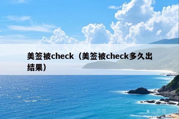 美签被check(美签被check多久出结果)